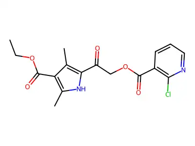 [2-(4-ethoxycarbonyl-3,5-dimethyl-1H-pyrrol-2-yl)-2-oxoethyl] 2-chloropyridine-3-carboxylate structure