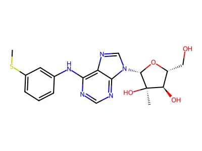 2'-C-methyl-N-[3-(methylthio)phenyl]-Adenosine structure