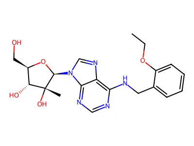 N-[(2-ethoxyphenyl)methyl]-2'-C-methyl-Adenosine structure