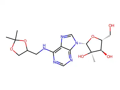 N-[(2,2-dimethyl-1,3-dioxolan-4-yl)methyl]-2'-C-methyl-Adenosine structure