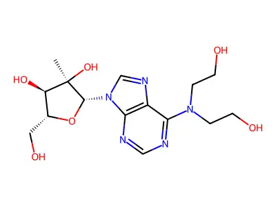 N,N-bis(2-hydroxyethyl)-2'-C-methyl-Adenosine structure