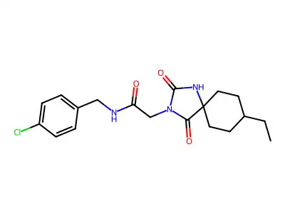 N-[(4-chlorophenyl)methyl]-2-(8-ethyl-2,4-dioxo-1,3-diazaspiro[4.5]decan-3-yl)acetamide structure