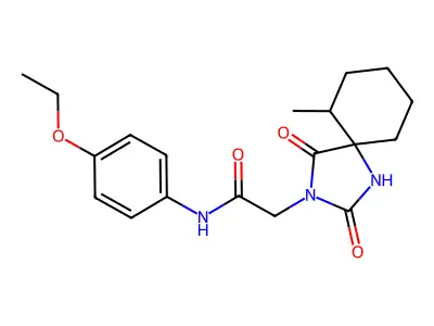 N-(4-ethoxyphenyl)-2-{6-methyl-2,4-dioxo-1,3-diazaspiro[4.5]decan-3-yl}acetamide structure
