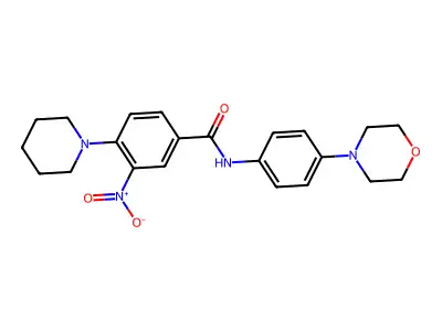 N-(4-morpholin-4-ylphenyl)-3-nitro-4-piperidin-1-ylbenzamide structure