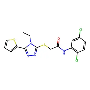 N-(2,5-dichlorophenyl)-2-{[4-ethyl-5-(thiophen-2-yl)-4H-1,2,4-triazol-3-yl]sulfanyl}acetamide structure