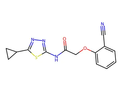 2-(2-cyanophenoxy)-N-(5-cyclopropyl-1,3,4-thiadiazol-2-yl)acetamide structure