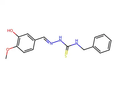 1-Benzyl-3-[(3-hydroxy-4-methoxyphenyl)methylideneamino]thiourea structure