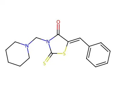 4-Thiazolidinone, 5-(phenylmethylene)-3-(1-piperidinylmethyl)-2-thioxo- structure