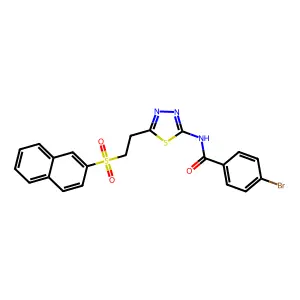 4-bromo-N-[5-(2-naphthalen-2-ylsulfonylethyl)-1,3,4-thiadiazol-2-yl]benzamide structure
