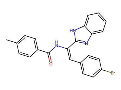 N-[(E)-1-(1H-benzimidazol-2-yl)-2-(4-bromophenyl)ethenyl]-4-methylbenzamide structure
