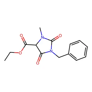 Ethyl 1-benzyl-3-methyl-2,5-dioxoimidazolidine-4-carboxylate structure