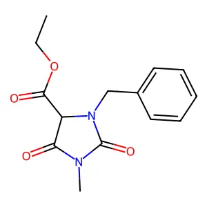 Ethyl 3-benzyl-1-methyl-2,5-dioxoimidazolidine-4-carboxylate structure