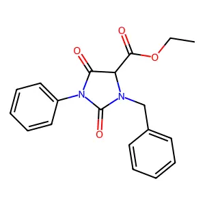 Ethyl 3-benzyl-2,5-dioxo-1-phenylimidazolidine-4-carboxylate structure