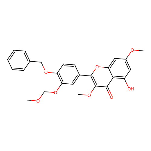 2-[3-(acetyloxy)-4-(benzyloxy)phenyl]-3,7-dimethoxy-4-oxo-4H-chromen-5-yl acetate structure