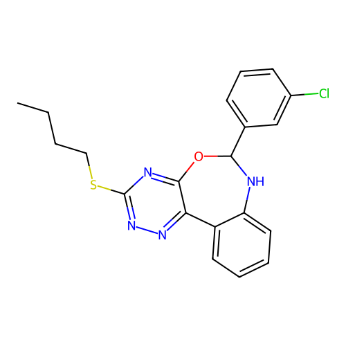 3-(BUTYLSULFANYL)-6-(3-CHLOROPHENYL)-6,7-DIHYDRO[1,2,4]TRIAZINO[5,6-D][3,1]BENZOXAZEPINE structure