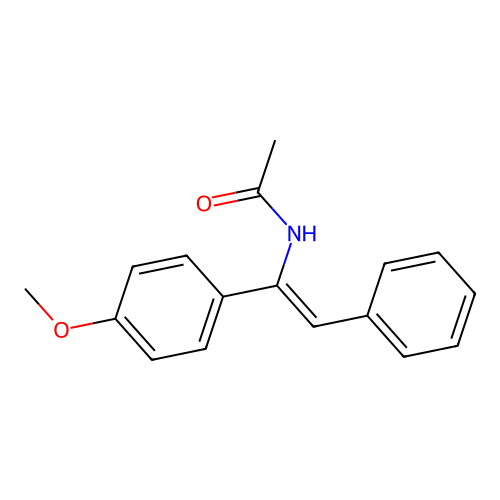 N-[1-(4-methoxyphenyl)-2-phenylethenyl]acetamide structure