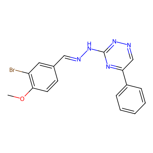 N-[(3-Bromo-4-methoxy-phenyl)methylideneamino]-5-phenyl-1,2,4-triazin-3-amine structure