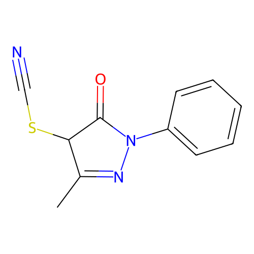 3-methyl-5-oxo-1-phenyl-4,5-dihydro-1H-pyrazol-4-yl thiocyanate structure