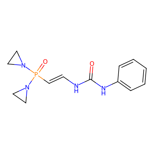 1-[(E)-2-[bis(aziridin-1-yl)phosphoryl]ethenyl]-3-phenylurea structure