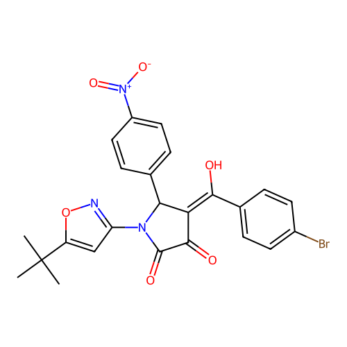 4-[(4-Bromophenyl)(hydroxy)methylidene]-1-(5-tert-butyl-1,2-oxazol-3-yl)-5-(4-nitrophenyl)pyrrolidine-2,3-dione structure