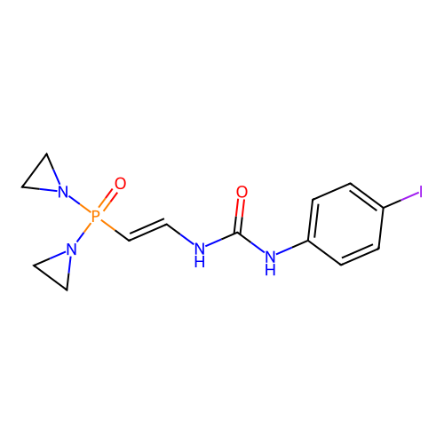 1-[(E)-2-[bis(aziridin-1-yl)phosphoryl]ethenyl]-3-(4-iodophenyl)urea structure