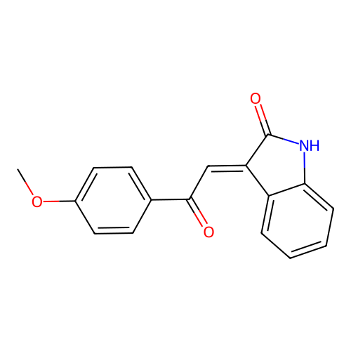 (3E)-3-[2-(4-methoxyphenyl)-2-oxoethylidene]-1H-indol-2-one structure