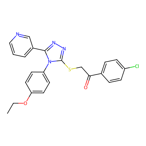 1-(4-chlorophenyl)-2-[[4-(4-ethoxyphenyl)-5-pyridin-3-yl-1,2,4-triazol-3-yl]sulfanyl]ethanone structure