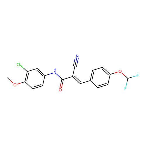N-(3-chloro-4-methoxyphenyl)-2-cyano-3-[4-(difluoromethoxy)phenyl]prop-2-enamide structure