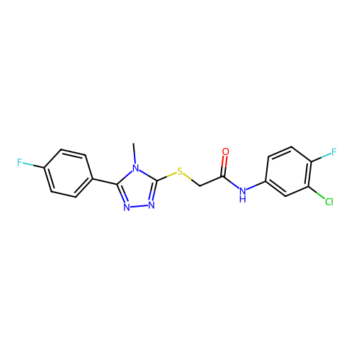 N-(3-chloro-4-fluorophenyl)-2-[[5-(4-fluorophenyl)-4-methyl-1,2,4-triazol-3-yl]sulfanyl]acetamide structure