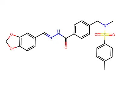N-(1,3-benzodioxol-5-ylmethylideneamino)-4-[[methyl-(4-methylphenyl)sulfonylamino]methyl]benzamide structure