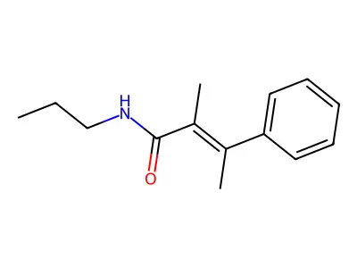 (E)-2-methyl-3-phenyl-N-propylbut-2-enamide structure