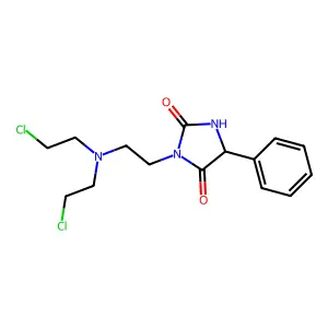 3-{2-[Bis(2-chloroethyl)amino]ethyl}-5-phenylimidazolidine-2,4-dione structure