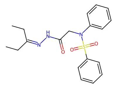 2-[N-(benzenesulfonyl)anilino]-N-(pentan-3-ylideneamino)acetamide structure