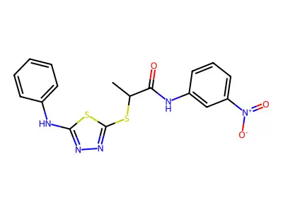 2-[(5-anilino-1,3,4-thiadiazol-2-yl)sulfanyl]-N-(3-nitrophenyl)propanamide structure