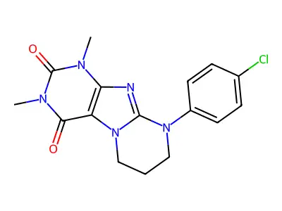 9-(4-chlorophenyl)-1,3-dimethyl-7,8-dihydro-6H-purino[7,8-a]pyrimidine-2,4-dione structure