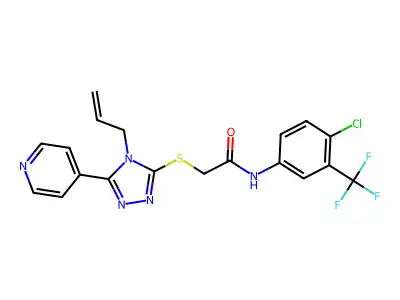 N-[4-chloro-3-(trifluoromethyl)phenyl]-2-{[4-(prop-2-en-1-yl)-5-(pyridin-4-yl)-4H-1,2,4-triazol-3-yl]sulfanyl}acetamide structure