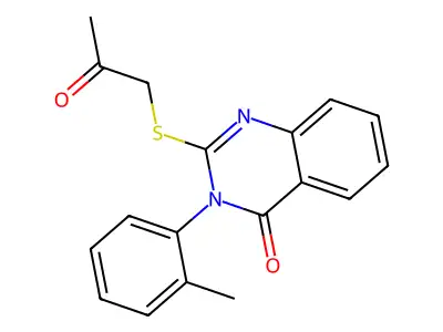 2-(2'-propanonylthio)3-(o-methyl phenyl)quinazol-4(3h)-one structure