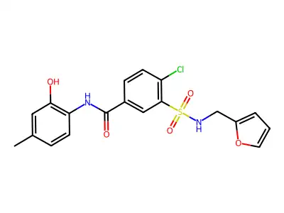 4-chloro-3-(furan-2-ylmethylsulfamoyl)-N-(2-hydroxy-4-methylphenyl)benzamide structure