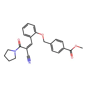 methyl 4-({2-[2-cyano-2-(pyrrolidine-1-carbonyl)eth-1-en-1-yl]phenoxy}methyl)benzoate structure
