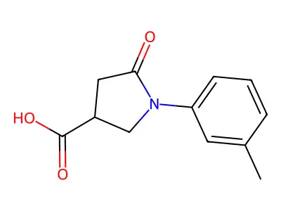 (3R)-1-(3-methylphenyl)-5-oxopyrrolidine-3-carboxylic acid structure