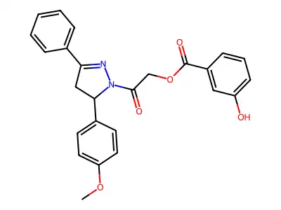 [2-[3-(4-methoxyphenyl)-5-phenyl-3,4-dihydropyrazol-2-yl]-2-oxoethyl] 3-hydroxybenzoate structure