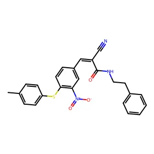 (E)-2-cyano-3-[4-(4-methylphenyl)sulfanyl-3-nitrophenyl]-N-(2-phenylethyl)prop-2-enamide structure