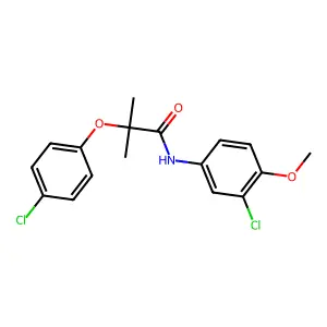 N-(3-chloro-4-methoxyphenyl)-2-(4-chlorophenoxy)-2-methylpropanamide structure