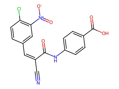 4-[3-(4-Chloro-3-nitrophenyl)-2-cyanoprop-2-enamido]benzoic acid structure