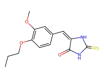 (5E)-5-[(3-methoxy-4-propoxyphenyl)methylidene]-2-sulfanylideneimidazolidin-4-one structure
