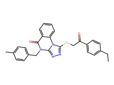 1-[2-(4-ethylphenyl)-2-oxoethyl]sulfanyl-4-[(4-methylphenyl)methyl]-[1,2,4]triazolo[4,3-a]quinazolin-5-one structure