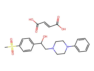 But-2-enedioic acid;1-(4-methylsulfonylphenyl)-2-(4-phenylpiperazin-1-yl)ethanol structure