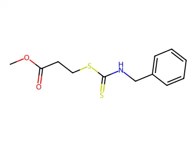 Propionic acid, 3-mercapto-, methyl ester, ester with benzyldithiocarbamic acid structure