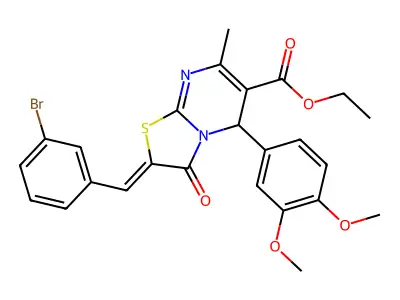 ETHYL (8Z)-8-[(3-BROMOPHENYL)METHYLIDENE]-2-(3,4-DIMETHOXYPHENYL)-4-METHYL-9-OXO-7-THIA-1,5-DIAZABICYCLO[4.3.0]NONA-3,5-DIENE-3-CARBOXYLATE structure