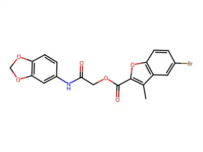 [2-(1,3-benzodioxol-5-ylamino)-2-oxoethyl] 5-bromo-3-methyl-1-benzofuran-2-carboxylate structure